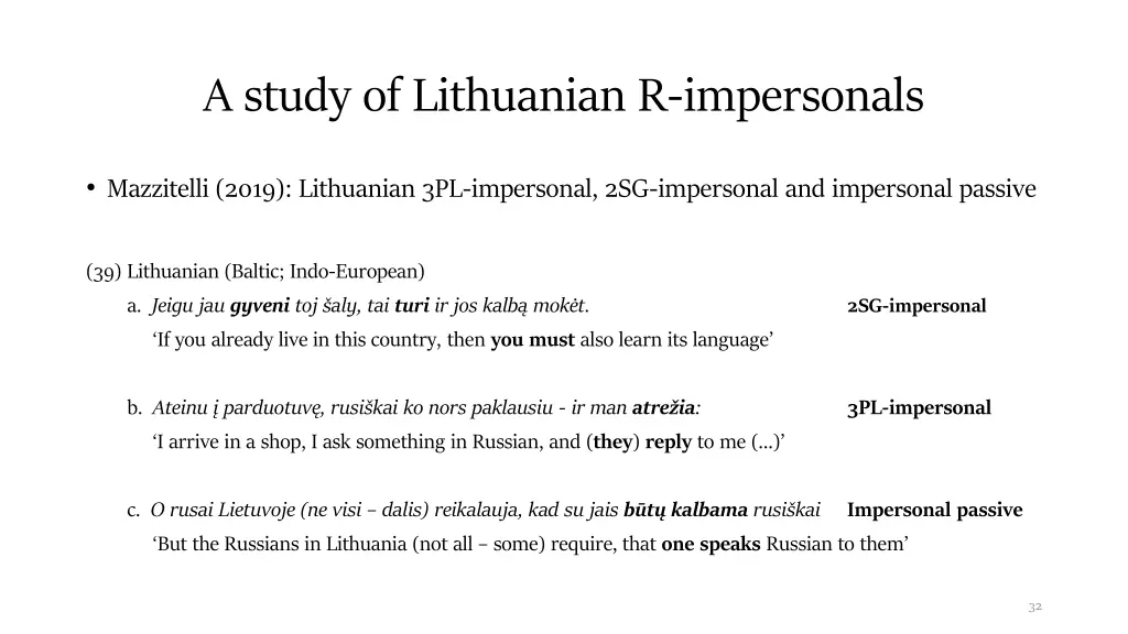 a study of lithuanian r impersonals