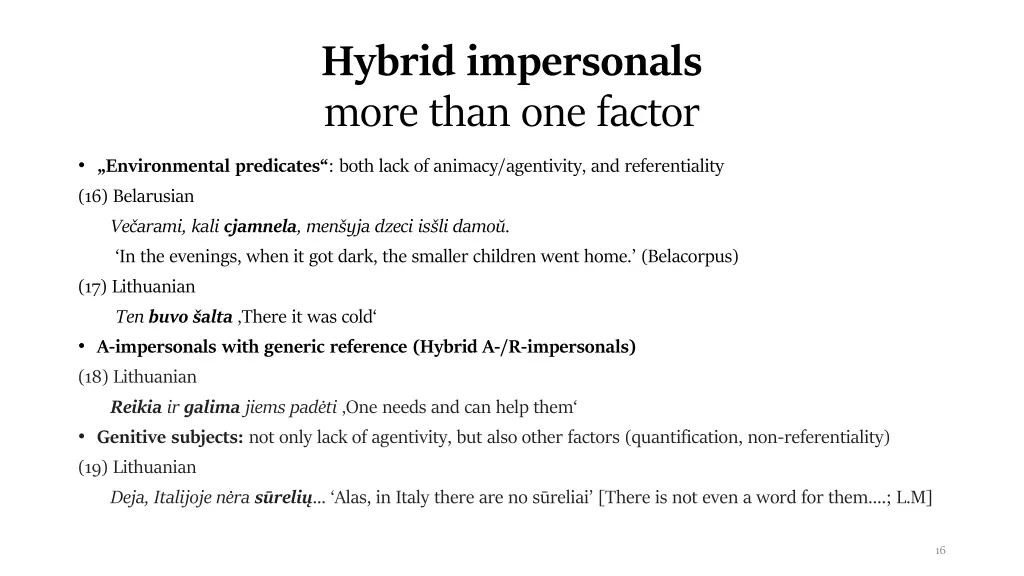 hybrid impersonals more than one factor