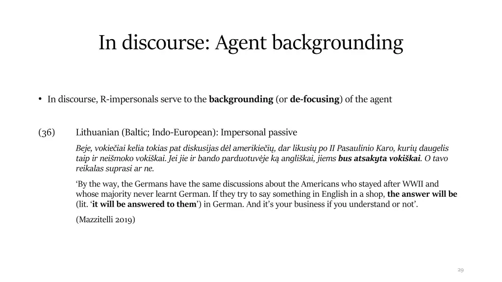 in discourse agent backgrounding