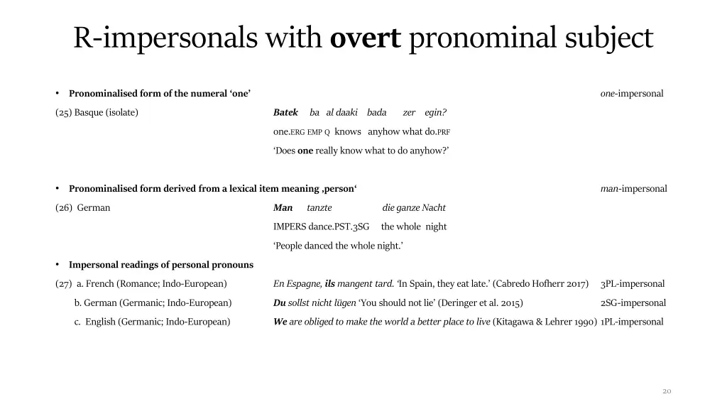r impersonals with overt pronominal subject