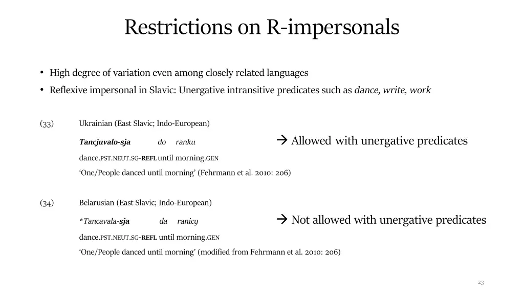 restrictions on r impersonals 1