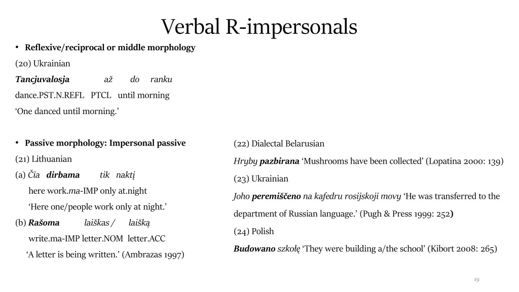 verbal r impersonals
