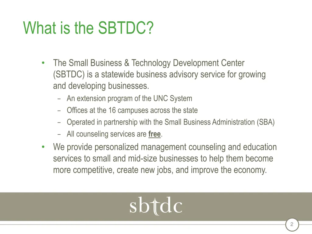 what is the sbtdc