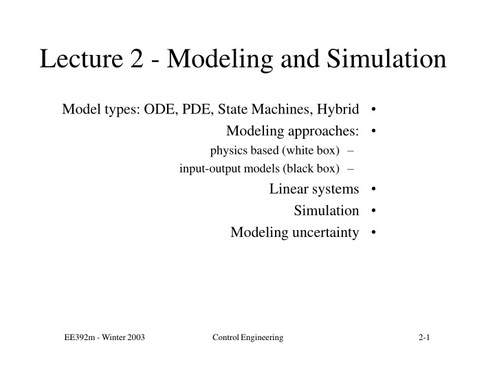 lecture 2 modeling and simulation