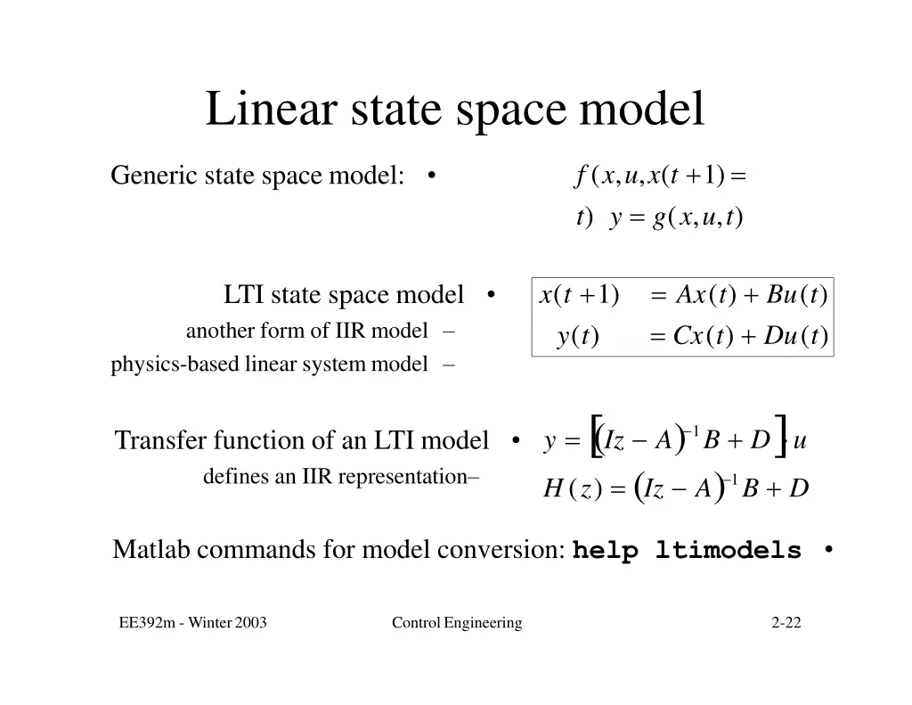 linear state space model