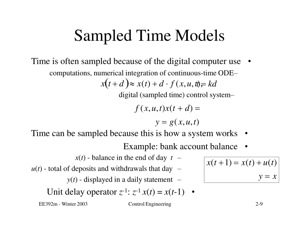 sampled time models