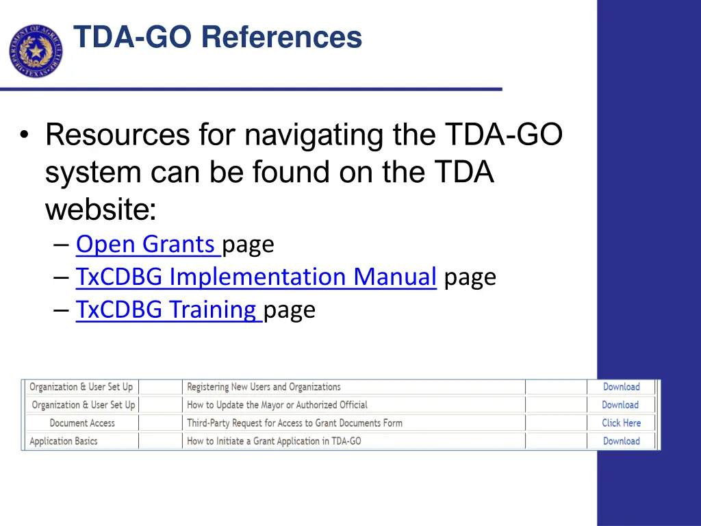 tda go references
