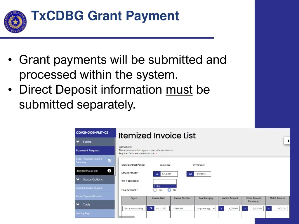 txcdbg grant payment