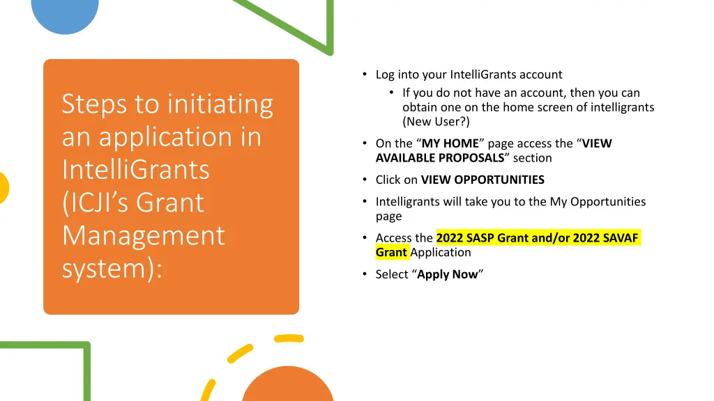 log into your intelligrants account