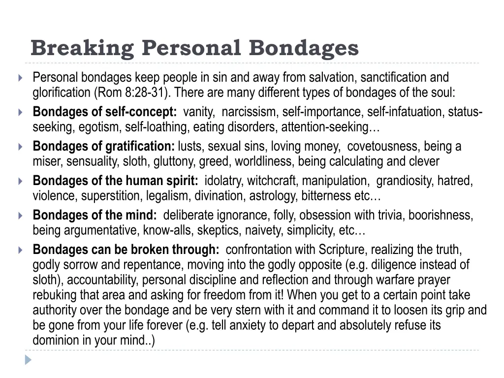 breaking personal bondages
