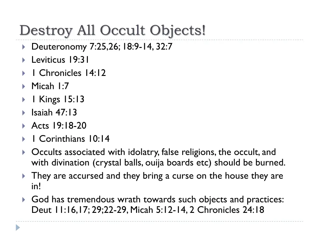 destroy all occult objects deuteronomy