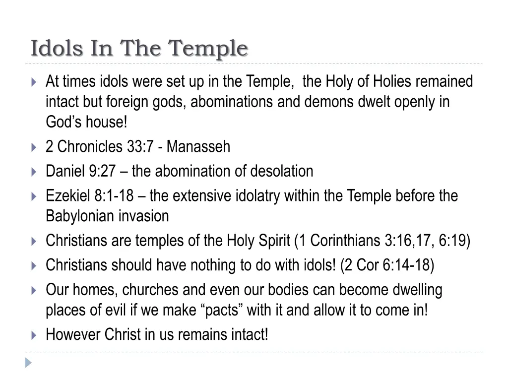 idols in the temple