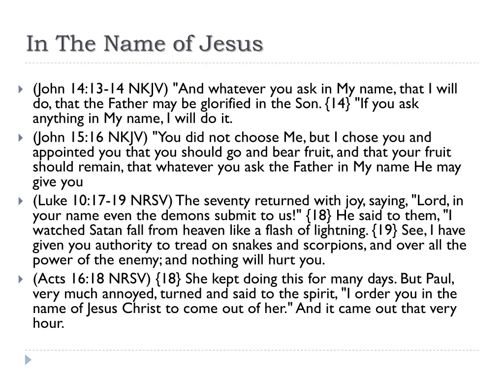 in the name of jesus