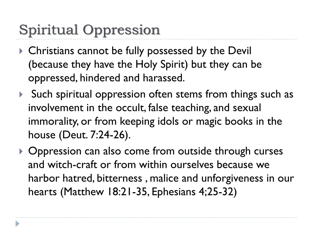 spiritual oppression