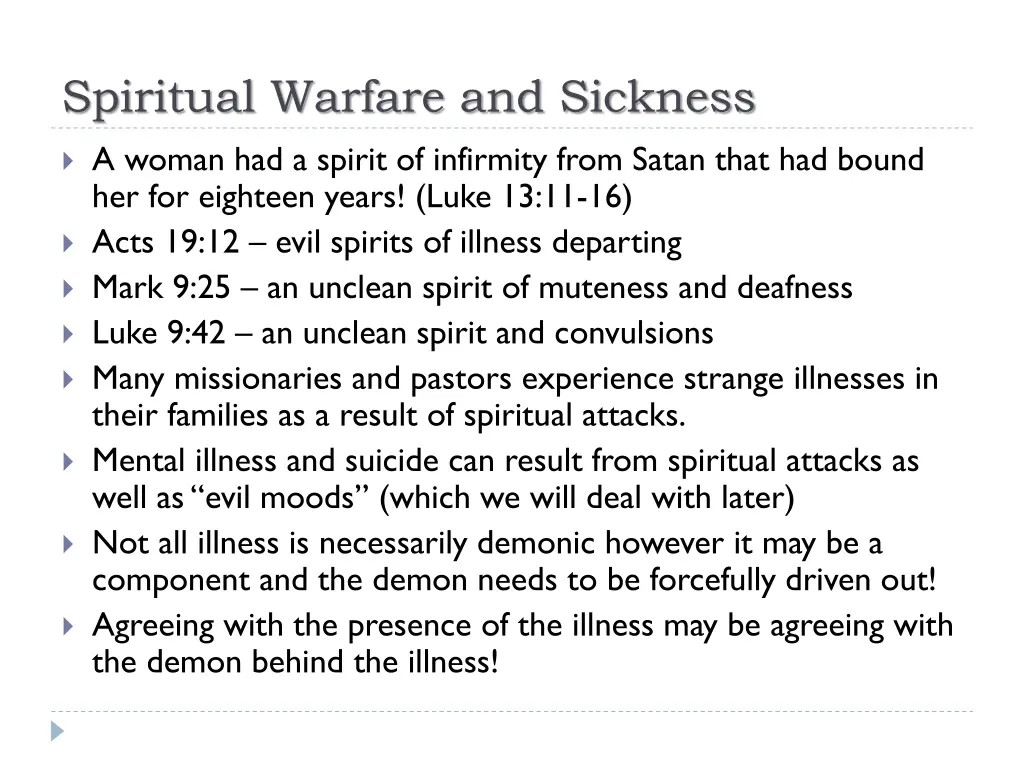 spiritual warfare and sickness