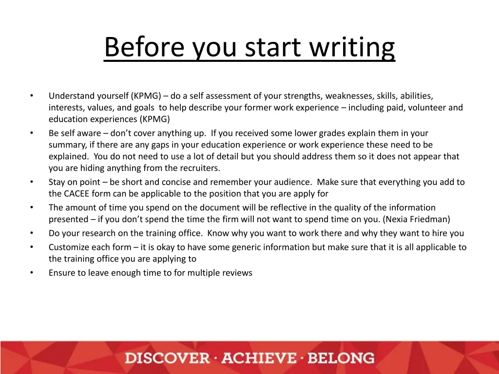 before you start writing