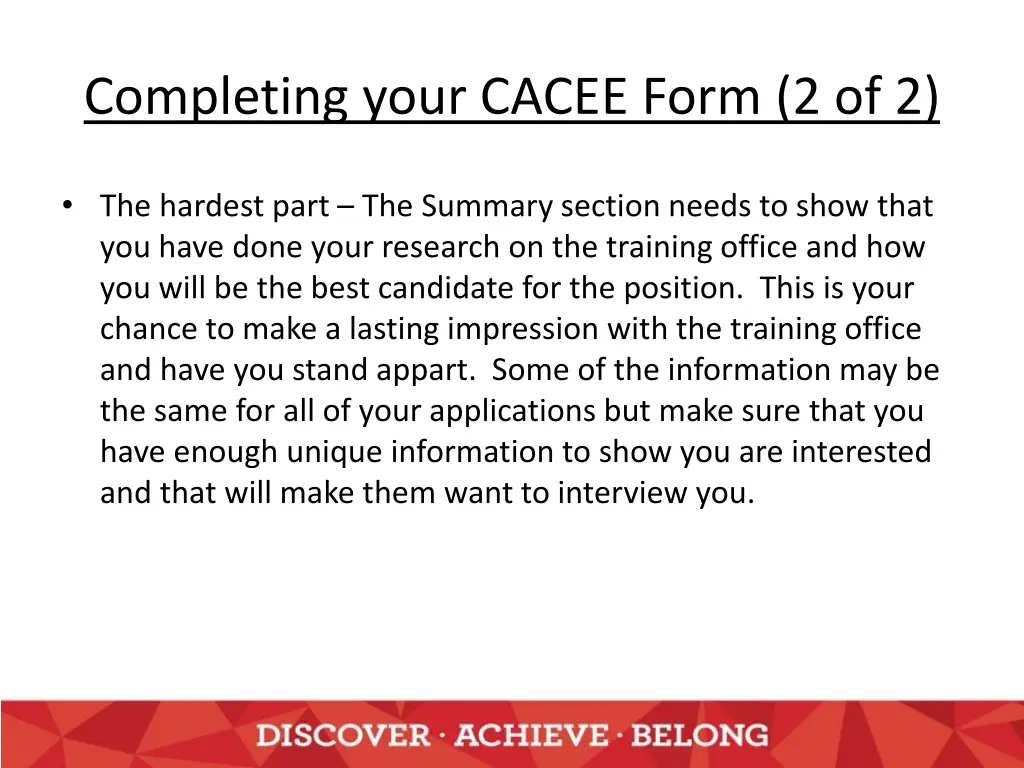 completing your cacee form 2 of 2