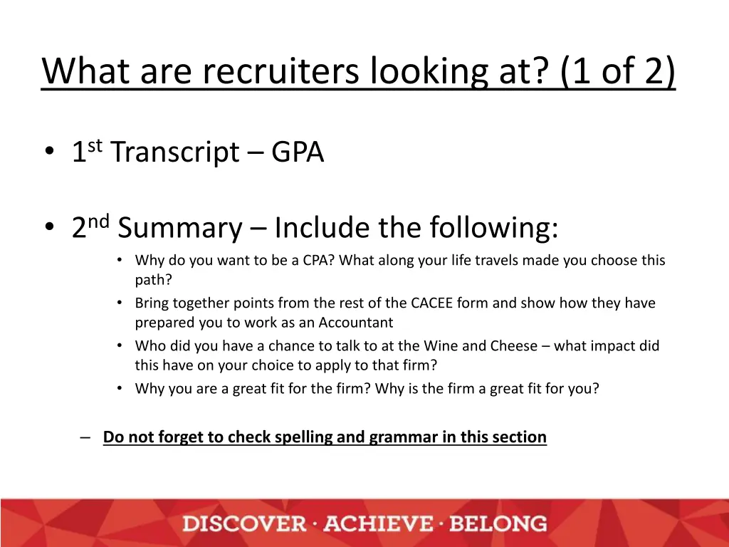 what are recruiters looking at 1 of 2