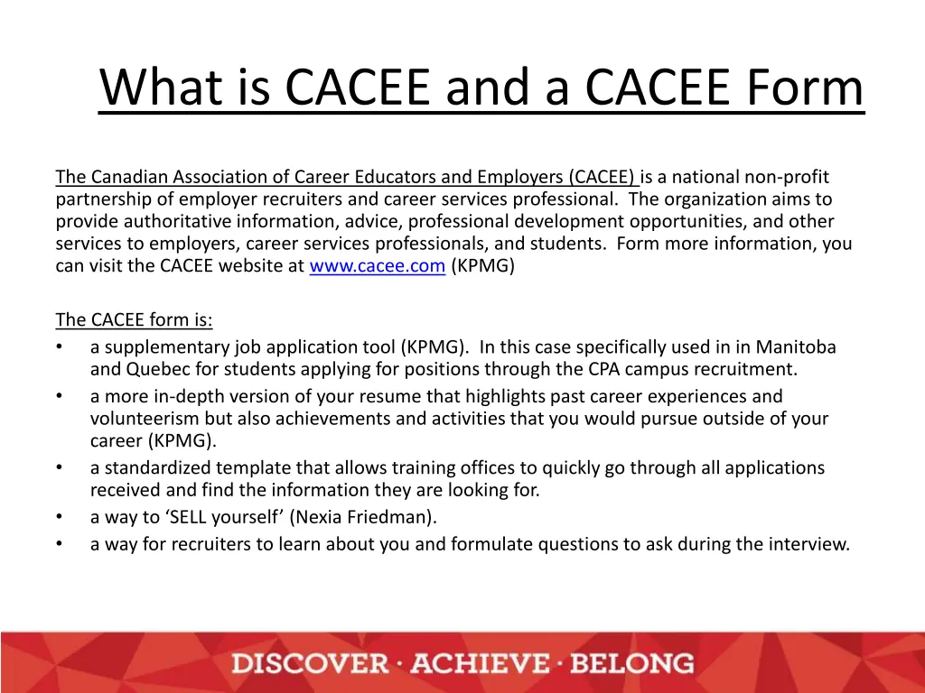 what is cacee and a cacee form