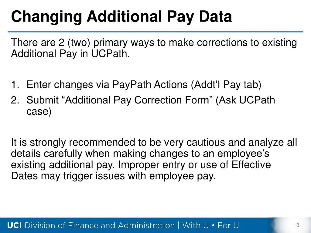 changing additional pay data