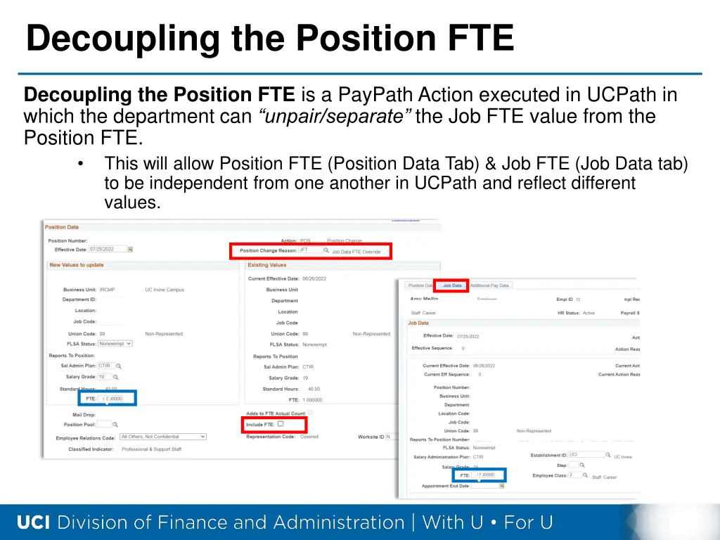 decoupling the position fte