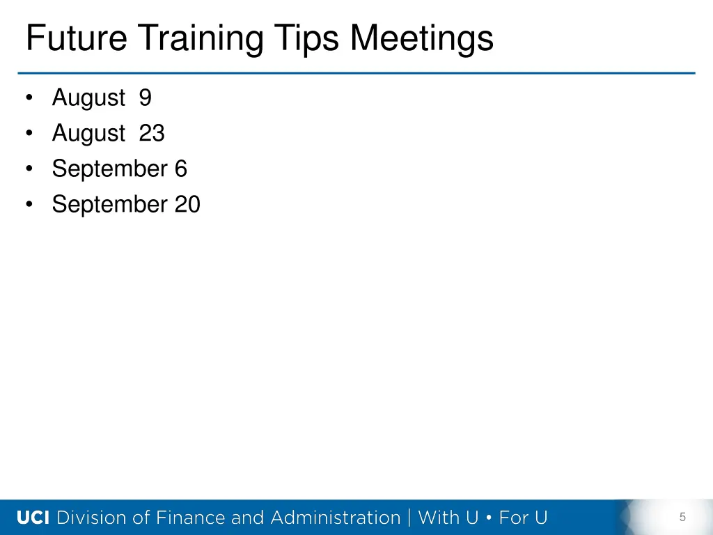 future training tips meetings