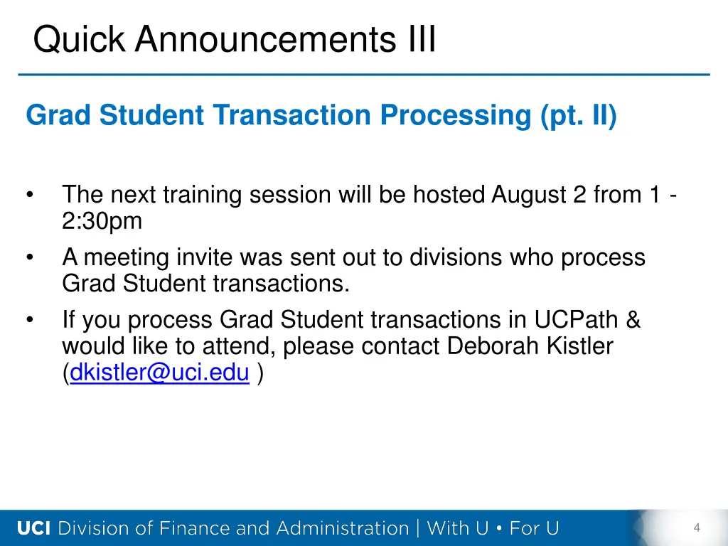 quick announcements iii