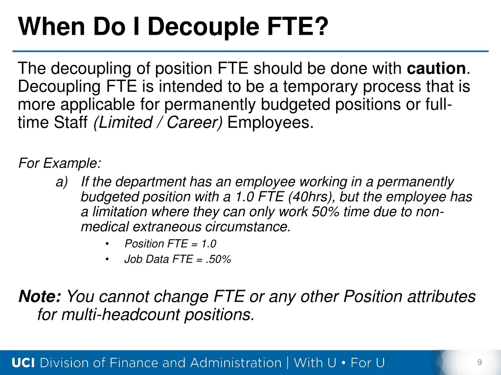 when do i decouple fte