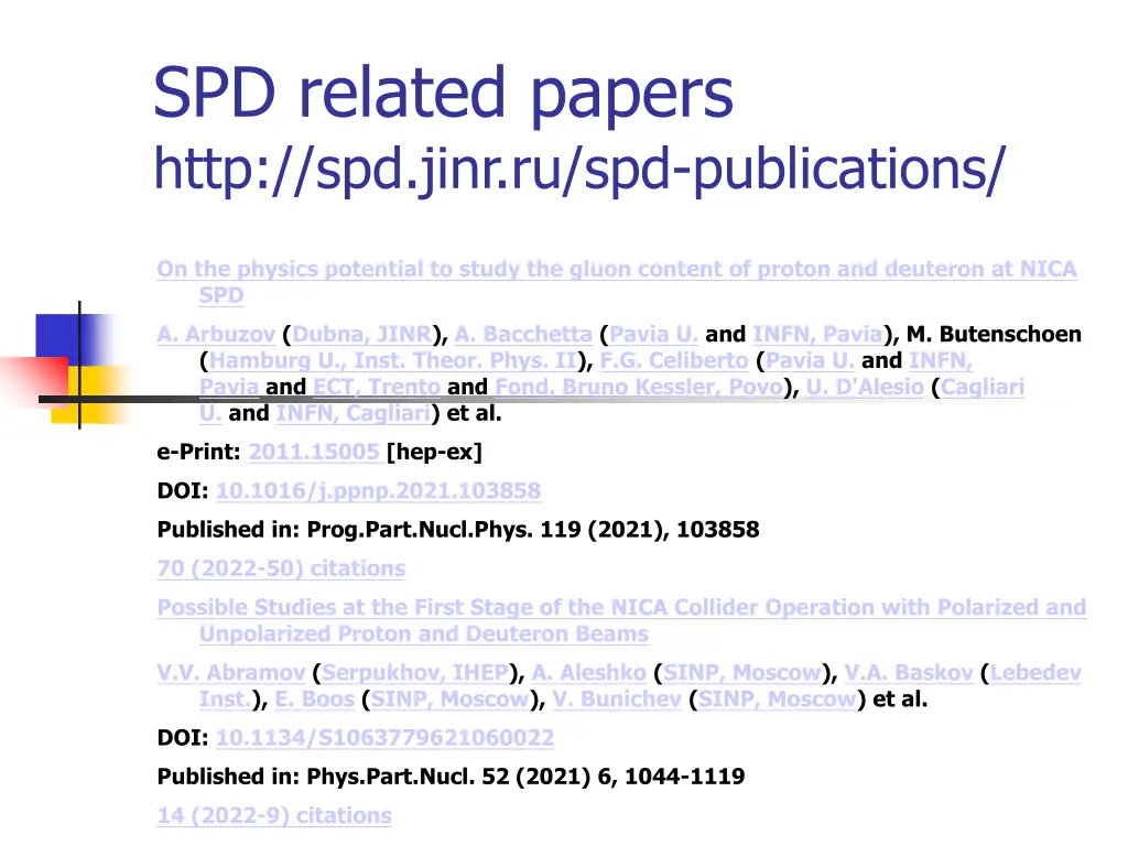 spd related papers http spd jinr