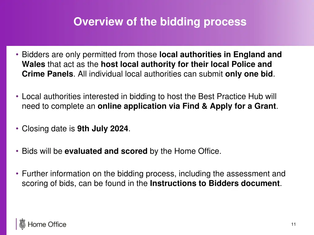 overview of the bidding process