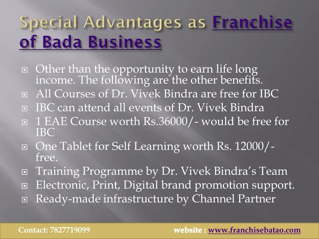 franchise of bada business