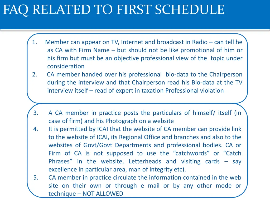 faq related to first schedule 1