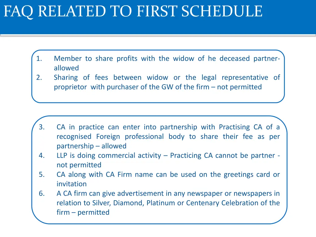faq related to first schedule