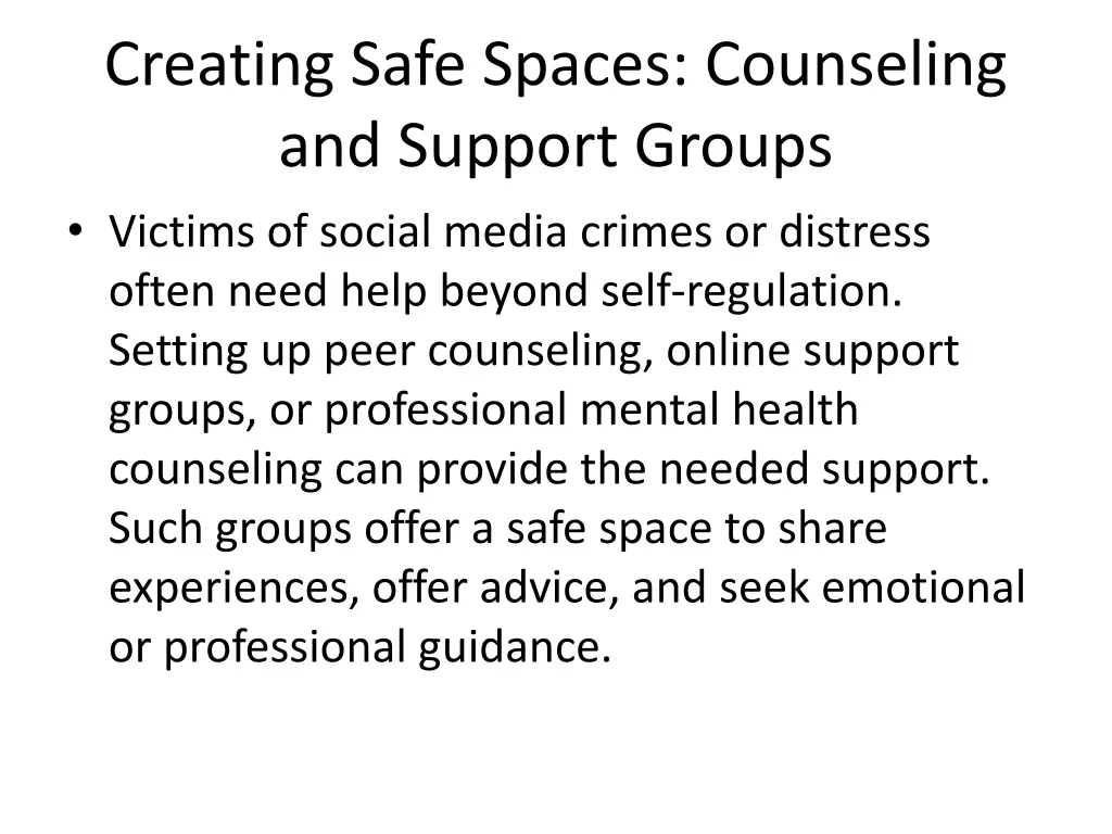 creating safe spaces counseling and support