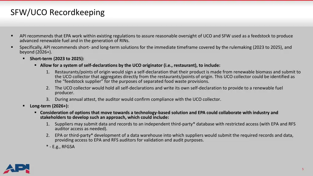 sfw uco recordkeeping