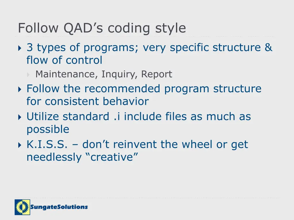 follow qad s coding style