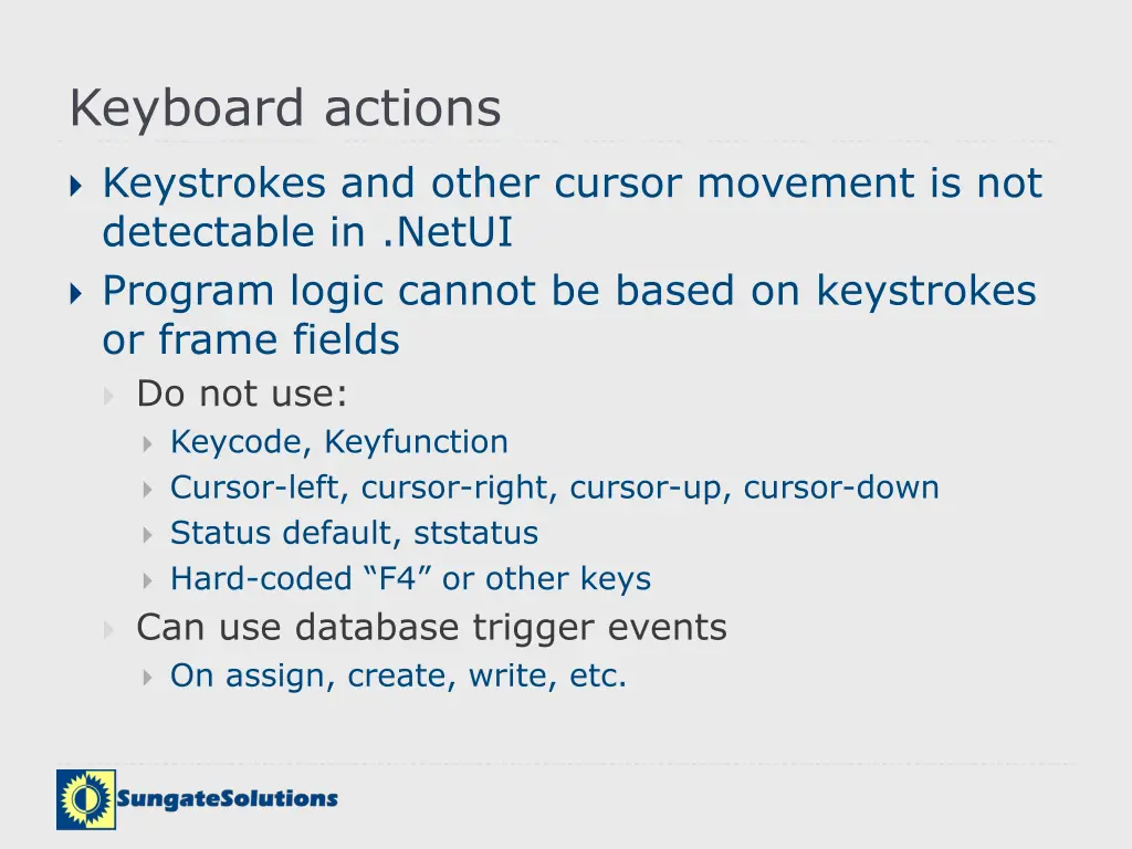 keyboard actions