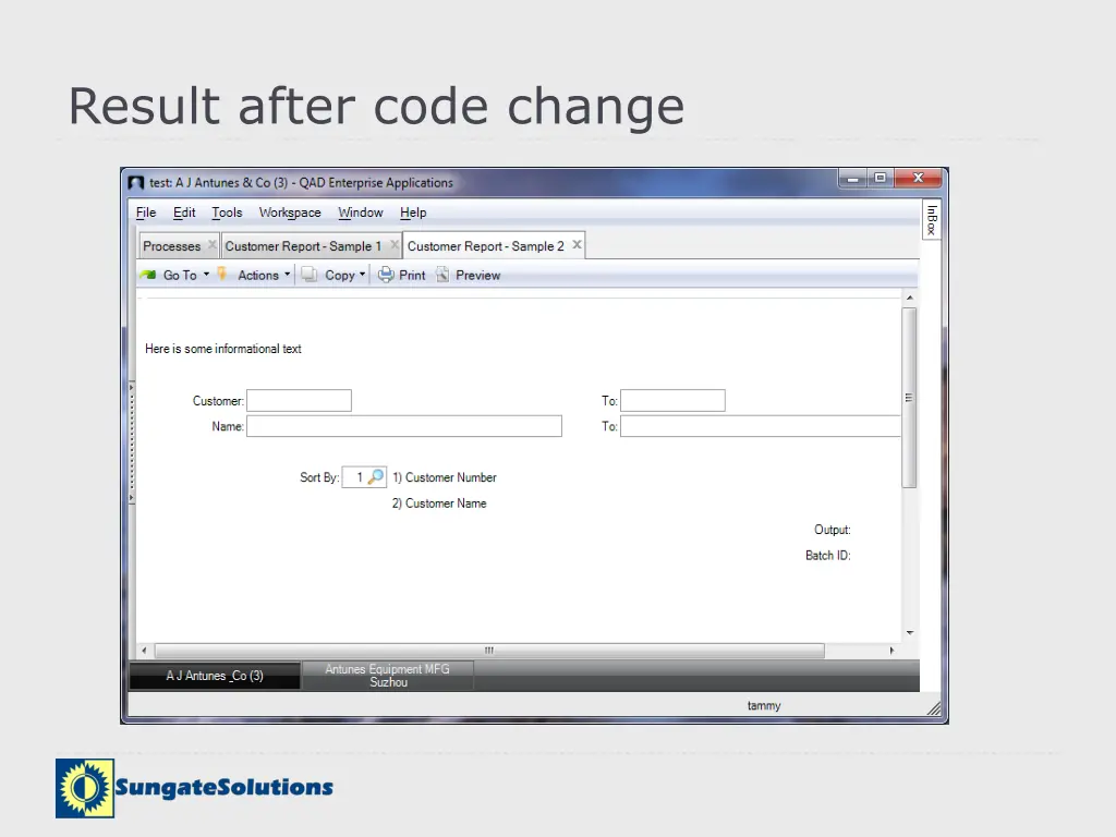result after code change
