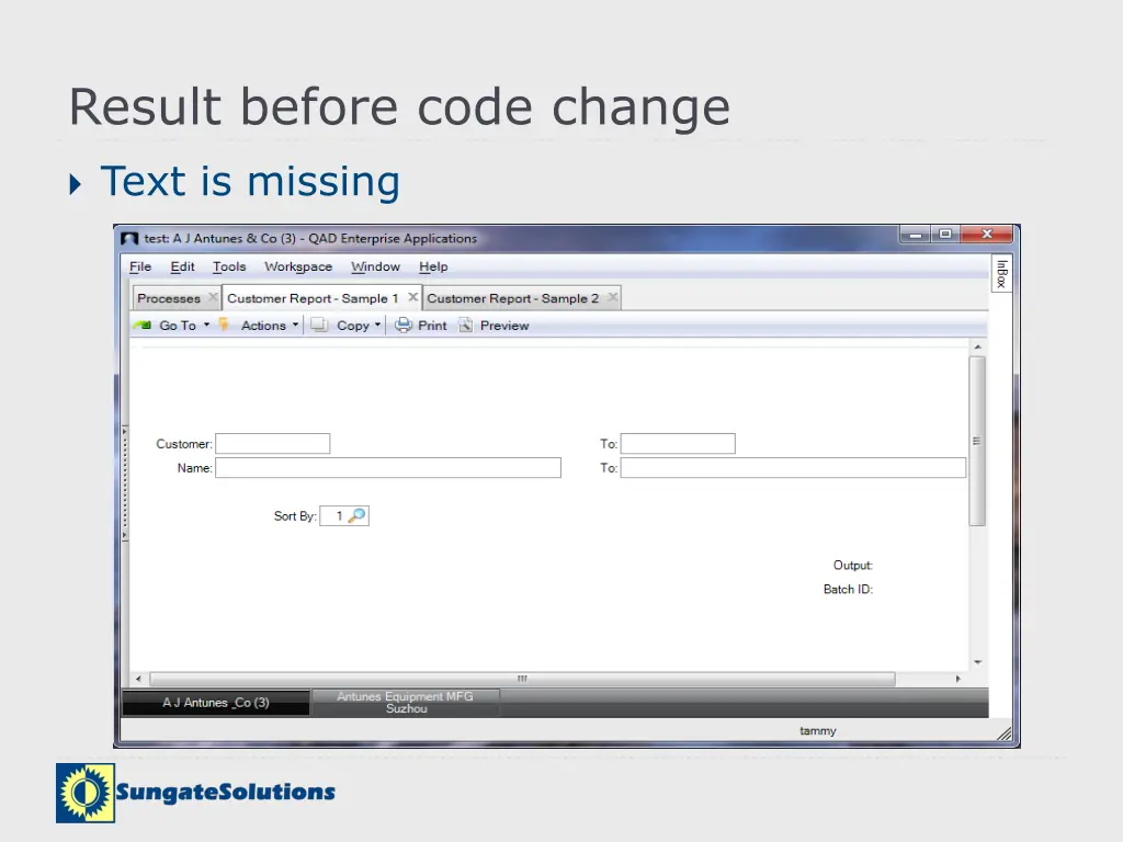 result before code change