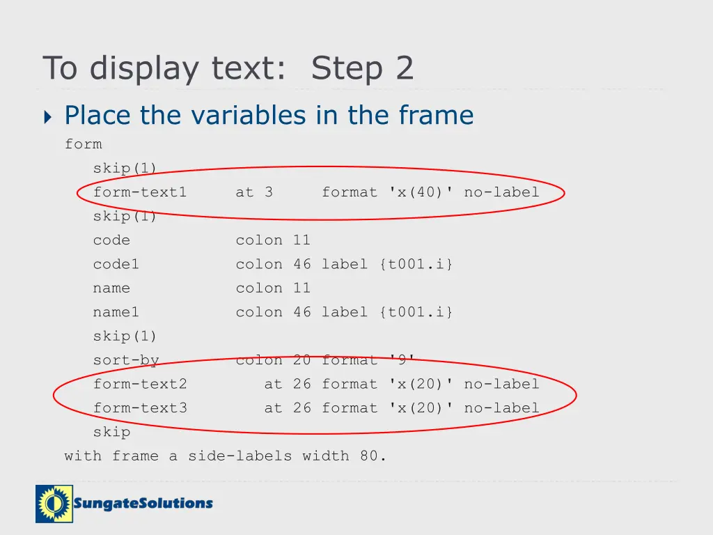 to display text step 2