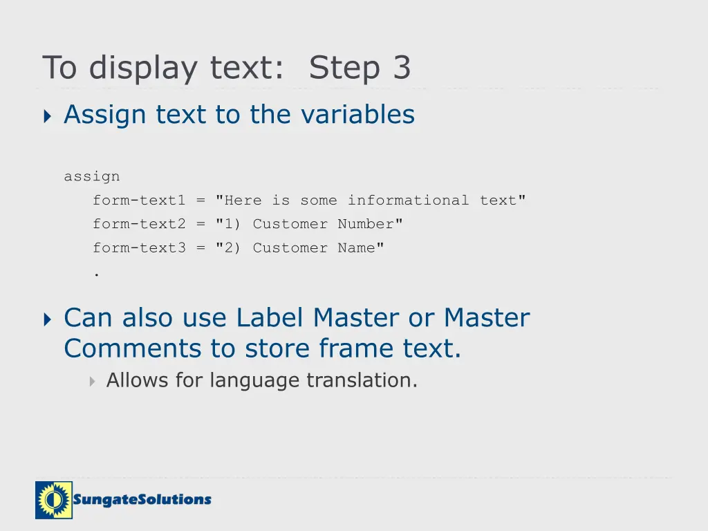 to display text step 3