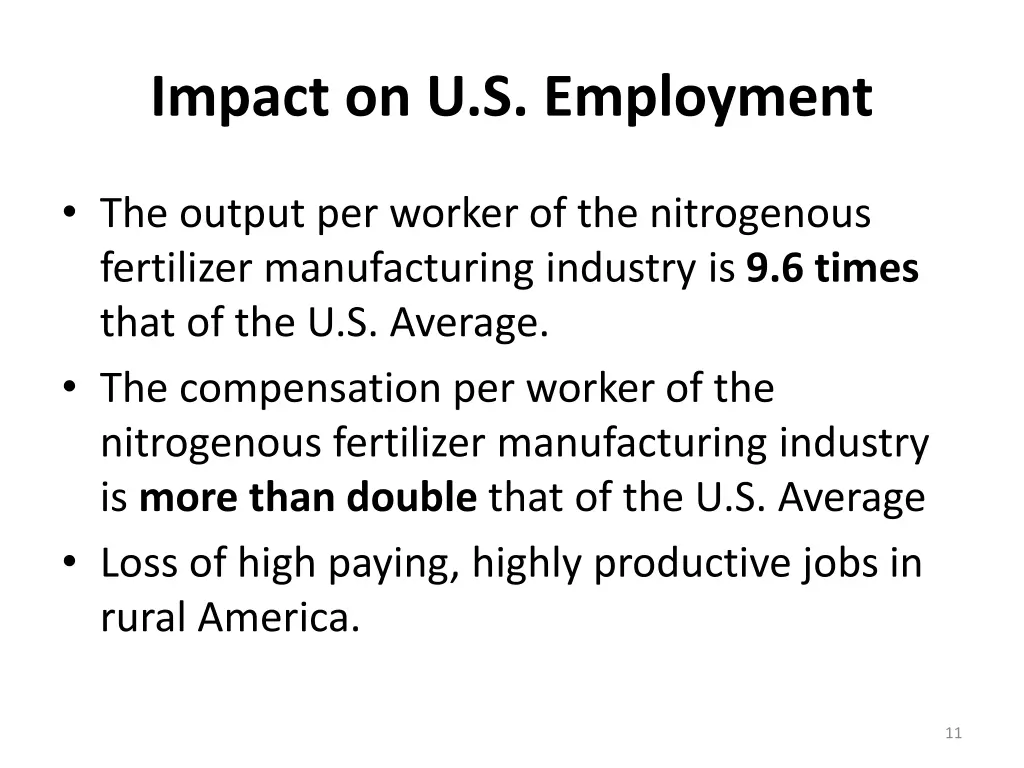 impact on u s employment