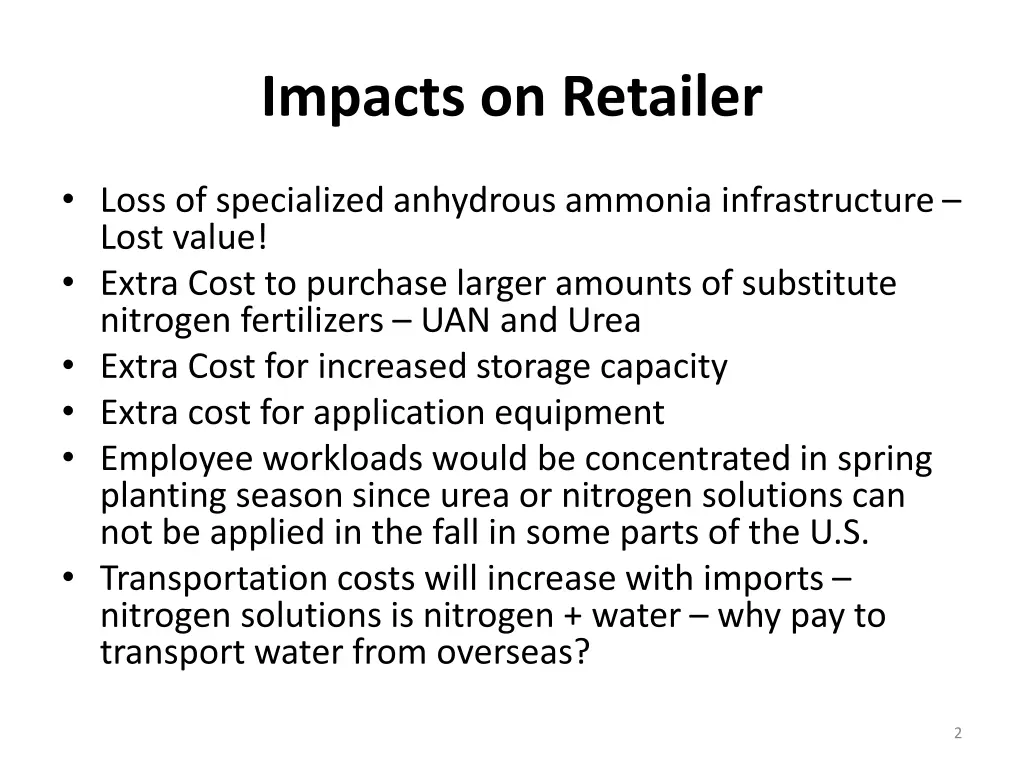 impacts on retailer