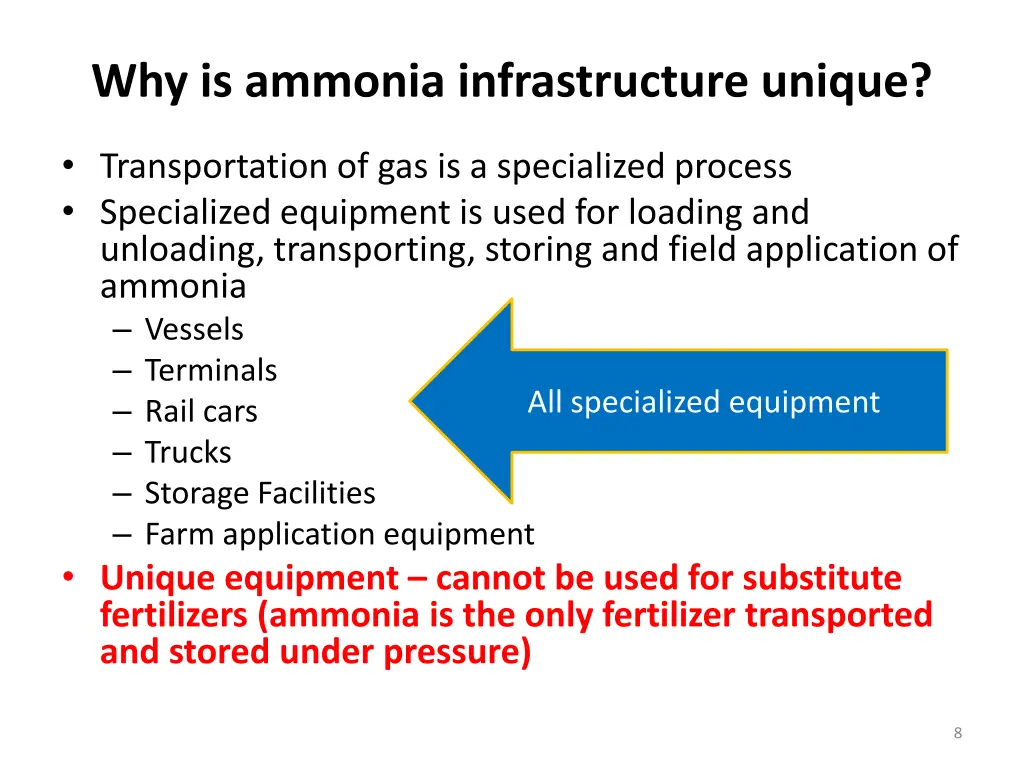 why is ammonia infrastructure unique