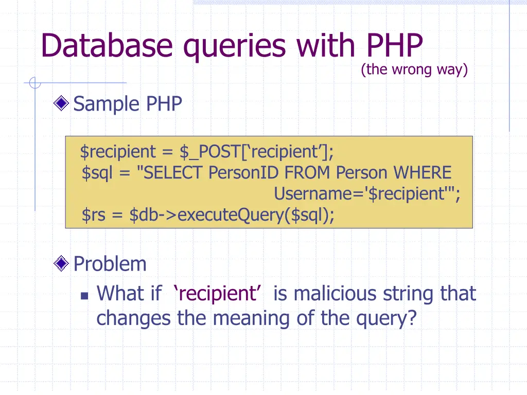 database queries with php