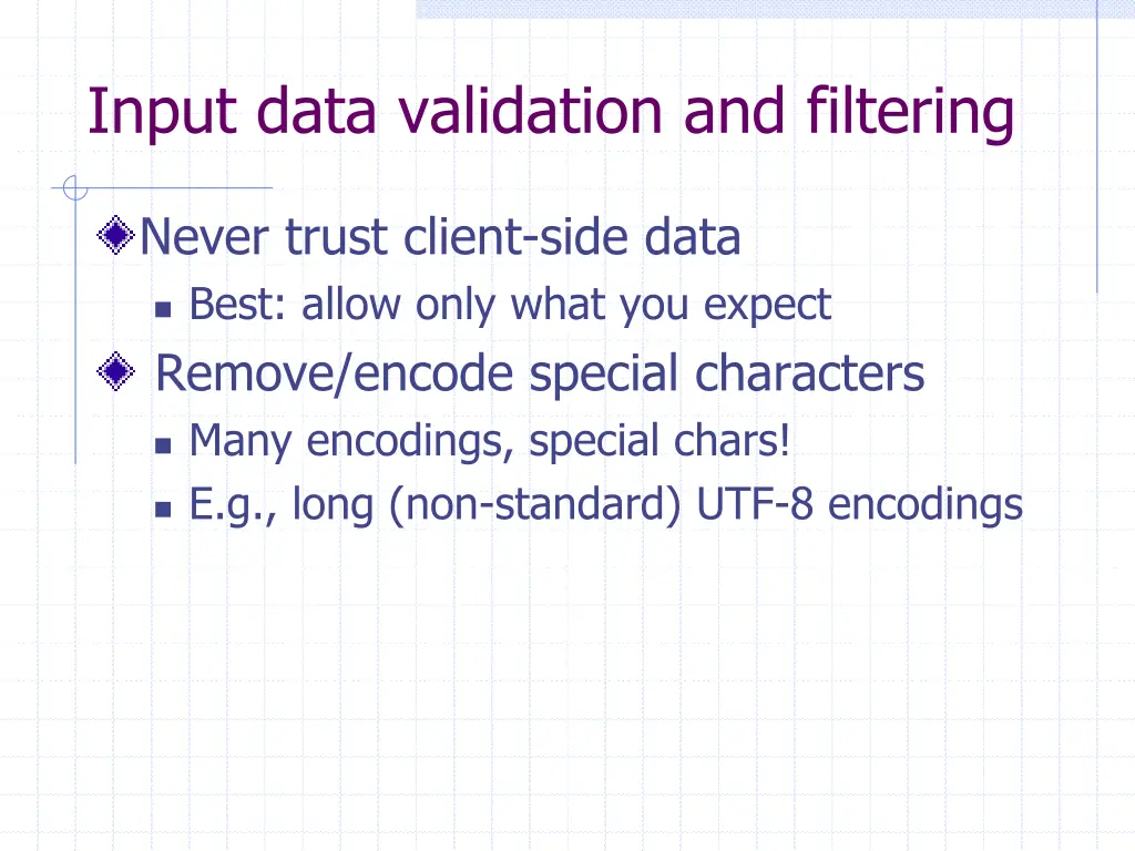 input data validation and filtering