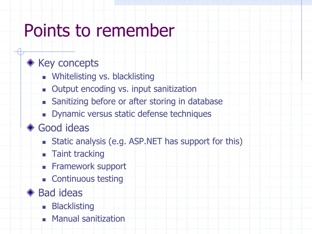 points to remember
