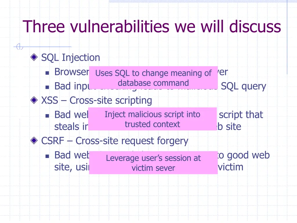 three vulnerabilities we will discuss 1