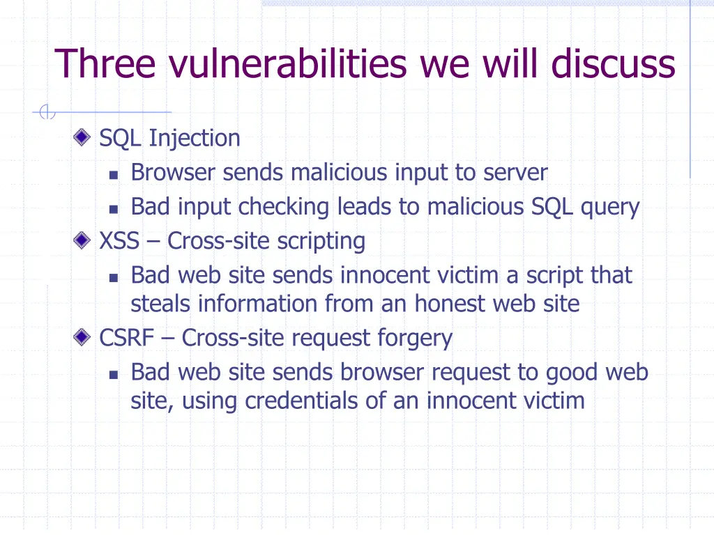 three vulnerabilities we will discuss