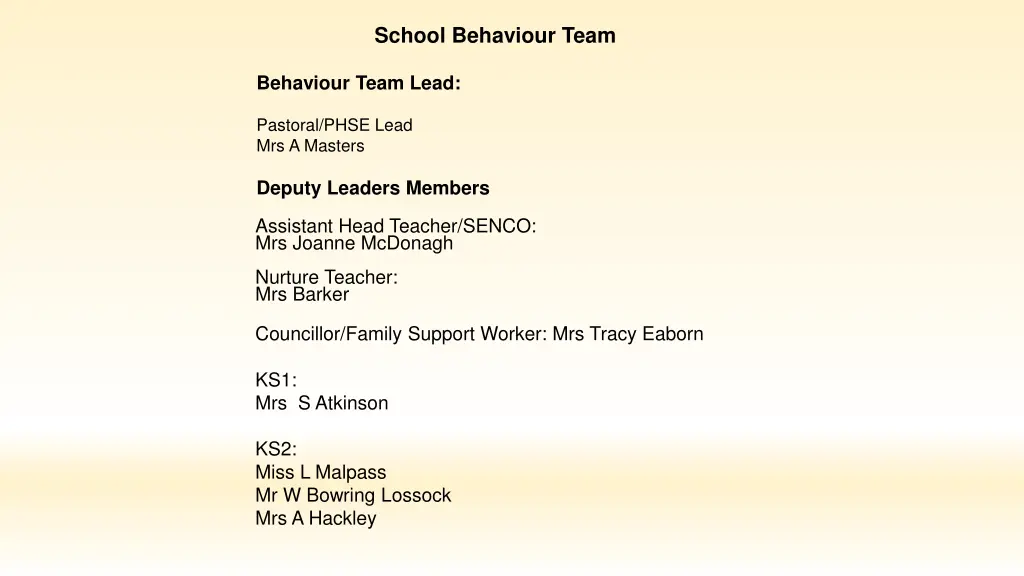 school behaviour team